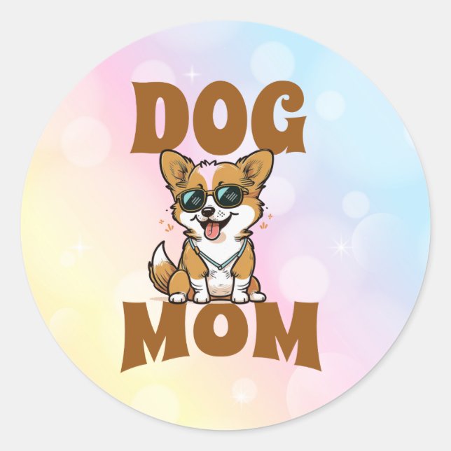 Niedlich Corgi Tragen einer Sonnenbrille Hunde Mam Runder Aufkleber (Vorderseite)