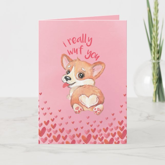Niedlich Corgi Valentine's Day Card - Ich würde Si Dankeskarte (Vorderseite)