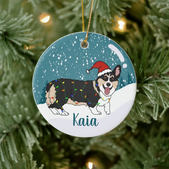 Niedlich Corgi Weihnachten Keramik Ornament (Baum)