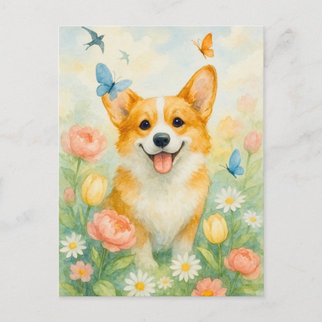 Niedlich Corgi Welsh Corgi Queen Postcard Postkarte (Vorderseite)