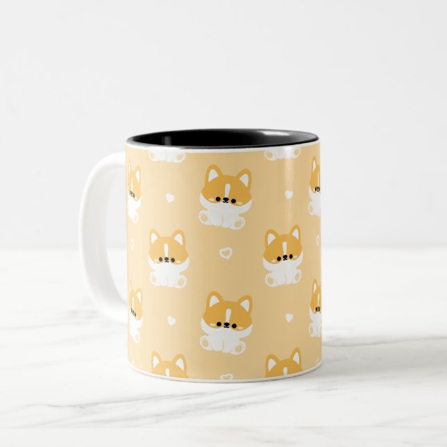 Niedlich Corgi Zweifarbige Tasse (Vorderseite Links)