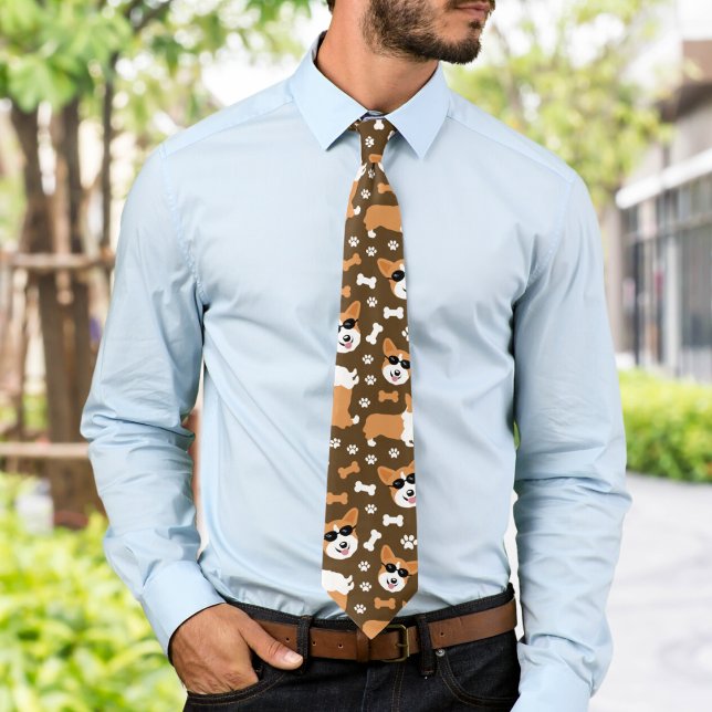 Niedlich Corgis Pembroke Welsh Corgi Funny Pattern Krawatte (Cute Corgis Neck tie Corgi Dog Lover )