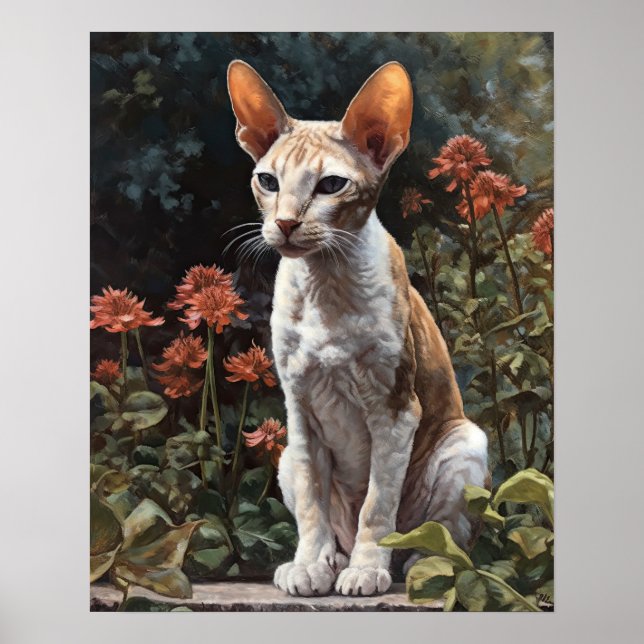 Niedlich Cornish Rex Cat Art Print Poster (Vorne)