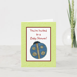 Niedlich Country Style Blue Ladybug Babydusche Einladung