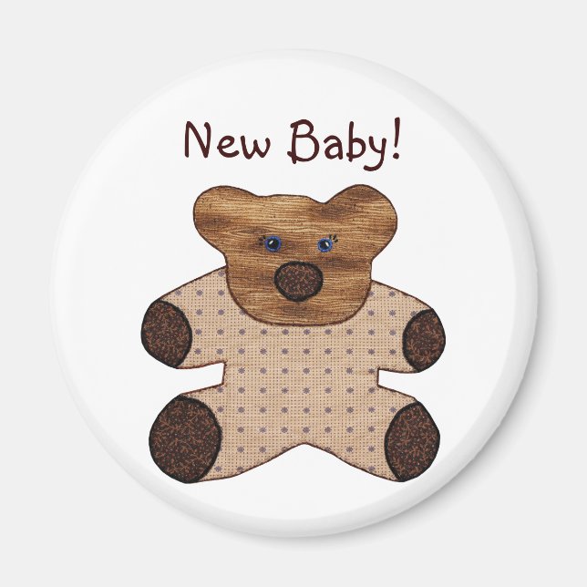 Niedlich Country Style Teddy Bear New Baby Magnet (Vorne)