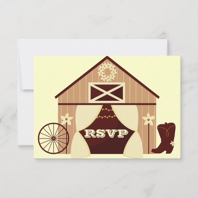 Niedlich Country Western Cowboy Wedding RSVP Card (Vorderseite)