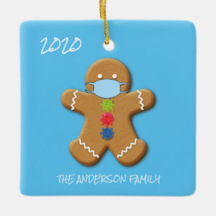 Niedlich Covid Gingerbread Mann Weihnachtsbaum Keramikornament