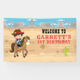 Niedlich Cowboy 1. Geburtstag Party Banner