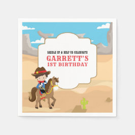 Niedlich Cowboy 1. Geburtstag Party Serviette
