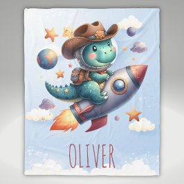 Niedlich Cowboy Astronaut Dinosaurier Riding Space Fleecedecke