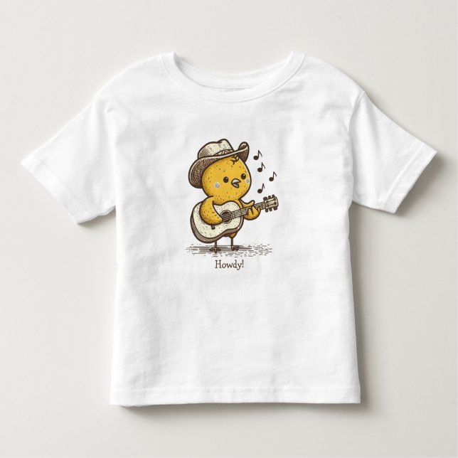 Niedlich Cowboy Baby Chick Gitarre spielen Persona Kleinkind T-shirt (Vorderseite)