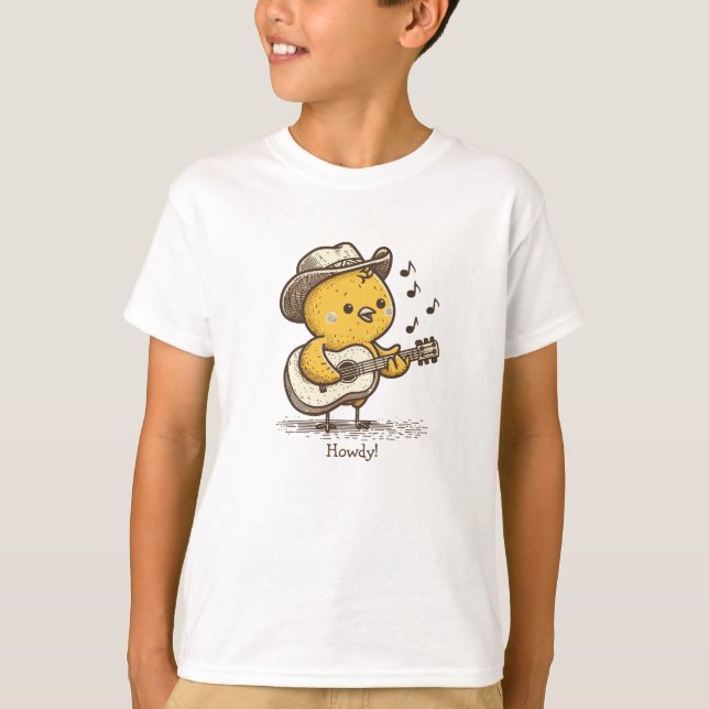 Niedlich Cowboy Baby Chick Gitarre spielen Persona T-Shirt (Vorderseite)
