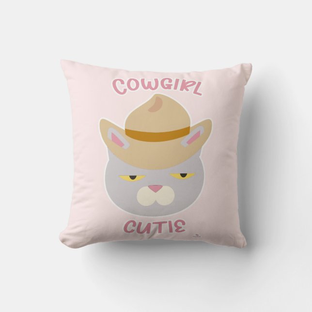 Niedlich Cowboy Hat Cowgirl Fun Cat Slogan Kissen (Vorderseite)