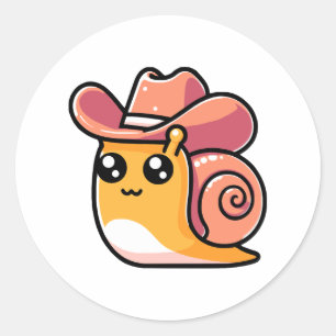 Niedlich Cowboy Snail Runder Aufkleber