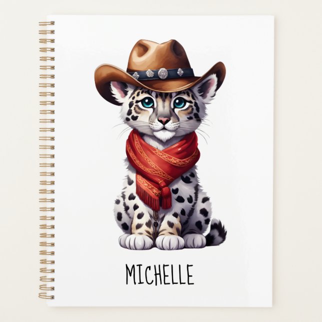 Niedlich Cowboy Snow Leopard Name Planer (Vorderseite)