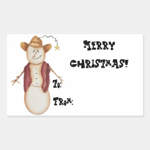 Niedlich Cowboy Snowman-Geschenktag Rechteckiger Aufkleber