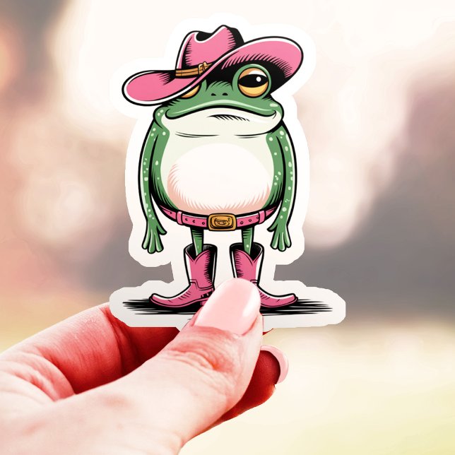 Niedlich Cowgirl Frosch Vinyl Aufkleber (Von Creator hochgeladen)