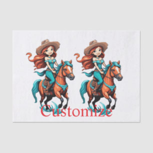Niedlich Cowgirl Riding Pony Thunder_Cove Seidenpapier