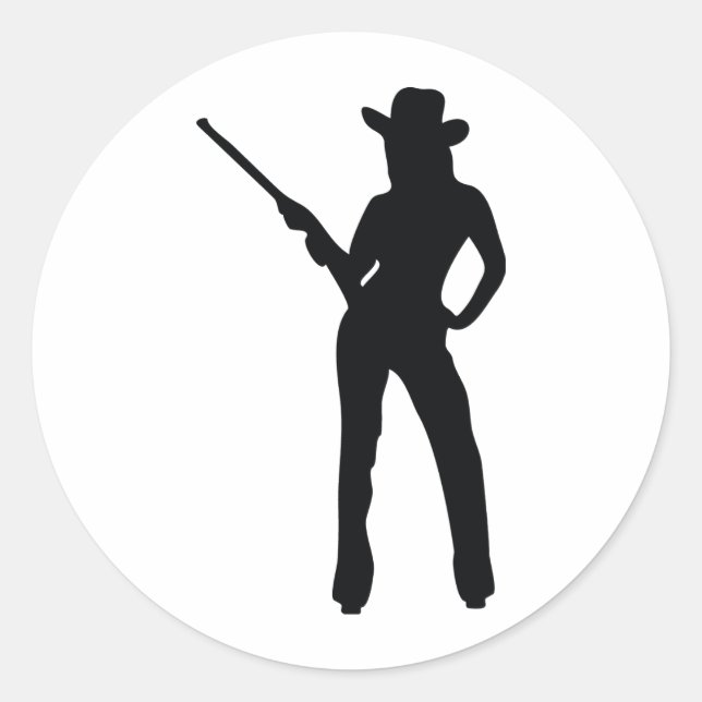 niedlich Cowgirl Runder Aufkleber (Vorderseite)