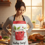 Niedlich Cranberry Sauce - Funny Kawaii Kochen Schürze<br><div class="desc">Mit dieser bezaubernden Cranberry-Sauce-Schürze mit einem Lächeln Sauce, umgeben von Beeren und Blätter, lassen Sie sich einen Spaß in die Küche bringen. Die spielerische Phrase "Gefühl Saucy!" verleiht dem Zauber einen besonderen Reiz und macht es zu einer lustigen Wahl für Erntedank-Köche, Urlaubspacker oder alle, die ein leicht gepflegtes Küchenambiente Lieben...</div>