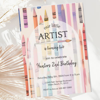 Niedlich Crayon Pastel Little Artist Geburtstag Einladung