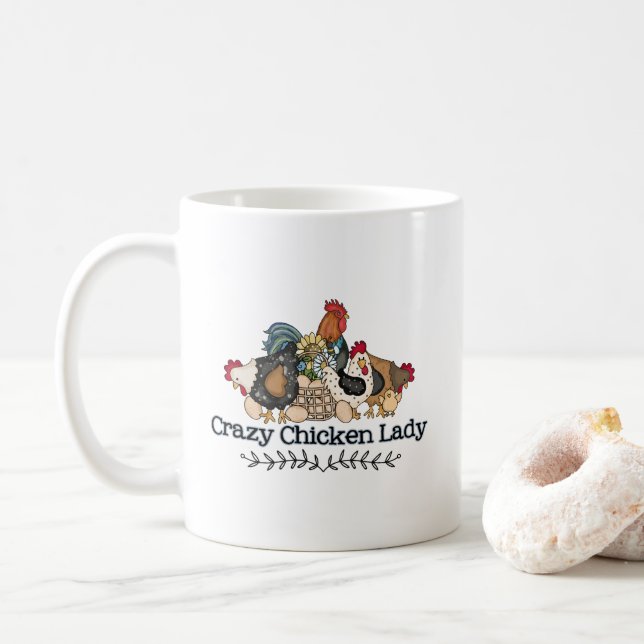 Niedlich Crazy Chicken Lady Kaffeetasse (Mit Donut)