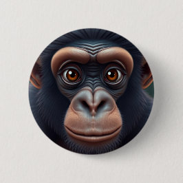 Niedlich Crazy Funny Chimpanzee Anime Portrait Button