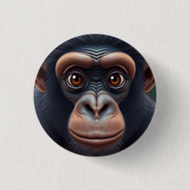 Niedlich Crazy Funny Chimpanzee Anime Portrait Button