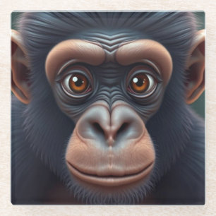 Niedlich Crazy Funny Chimpanzee Anime Portrait Glasuntersetzer