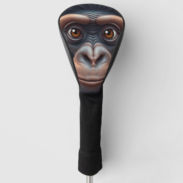 Niedlich Crazy Funny Chimpanzee Anime Portrait Golf Headcover (Vorderseite)