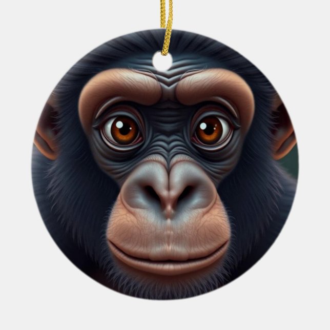 Niedlich Crazy Funny Chimpanzee Anime Portrait Keramik Ornament (Vorne)
