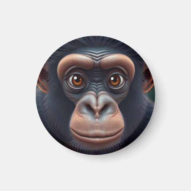 Niedlich Crazy Funny Chimpanzee Anime Portrait Magnet (Vorne)