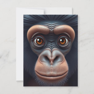 Niedlich Crazy Funny Chimpanzee Anime Portrait Postkarte