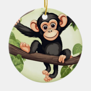 Niedlich Crazy Funny Chimpanzee Cartoon Keramik Ornament