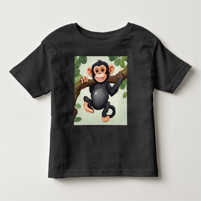 Niedlich Crazy Funny Chimpanzee Cartoon Kleinkind T-shirt (Vorderseite)