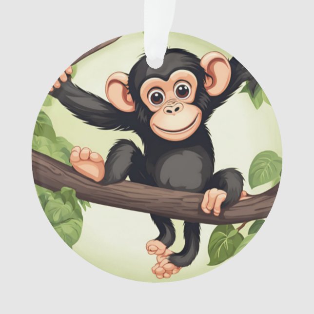 Niedlich Crazy Funny Chimpanzee Cartoon Ornament (Vorderseite)