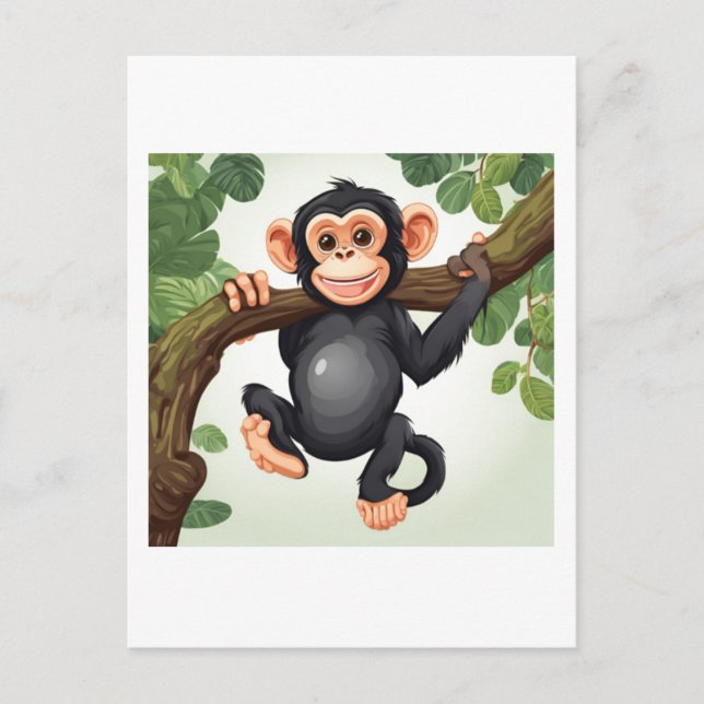 Niedlich Crazy Funny Chimpanzee Cartoon Postkarte (Vorderseite)