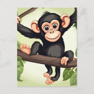 Niedlich Crazy Funny Chimpanzee Cartoon Postkarte