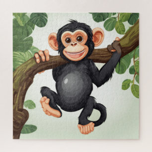 Niedlich Crazy Funny Chimpanzee Cartoon Puzzle