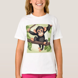 Niedlich Crazy Funny Chimpanzee Cartoon T-Shirt