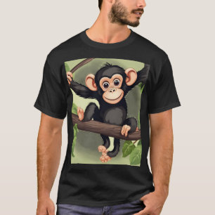 Niedlich Crazy Funny Chimpanzee Cartoon T-Shirt
