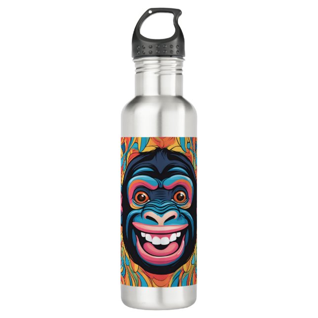 Niedlich Crazy Funny Chimpanzee Edelstahlflasche (Vorderseite)