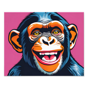 Niedlich Crazy Funny Chimpanzee Fotodruck