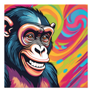 Niedlich Crazy Funny Chimpanzee Fotodruck