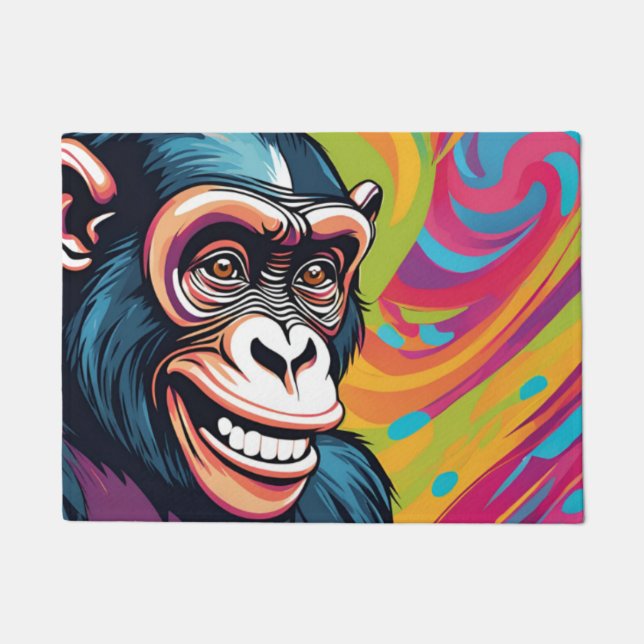 Niedlich Crazy Funny Chimpanzee Fußmatte (Vorderseite)