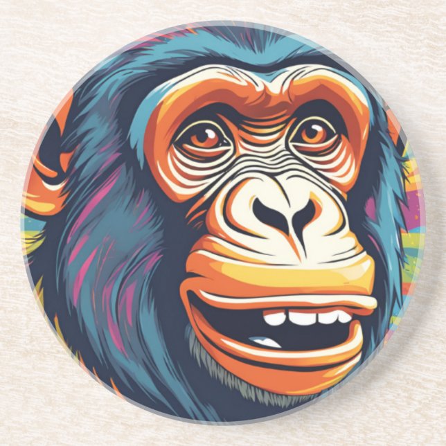 Niedlich Crazy Funny Chimpanzee Getränkeuntersetzer (Vorne)
