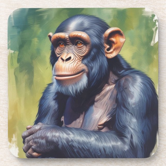 Niedlich Crazy Funny Chimpanzee Getränkeuntersetzer (Vorderseite)