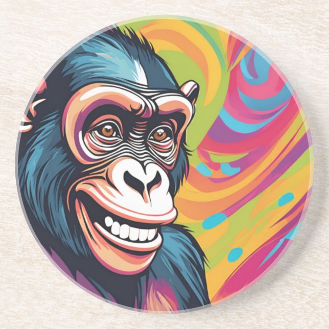 Niedlich Crazy Funny Chimpanzee Getränkeuntersetzer (Vorne)