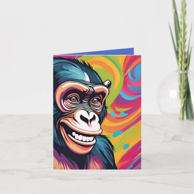 Niedlich Crazy Funny Chimpanzee Karte (Vorderseite)