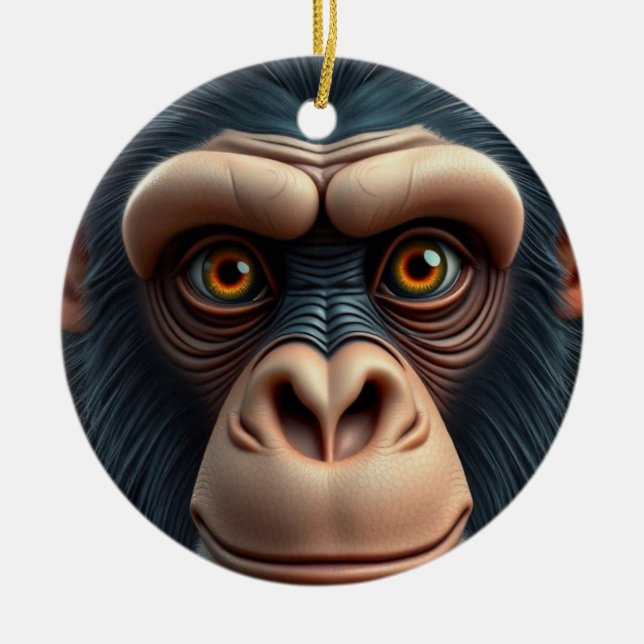 Niedlich Crazy Funny Chimpanzee Keramik Ornament (Vorne)